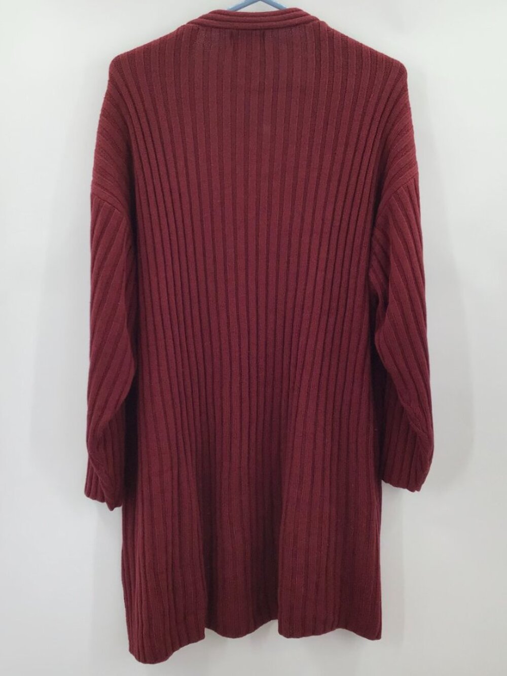 2 V-Neck 3X Tunic Length Sweaters 26/28 Red Gray Cardigan Lagenlook Office Layer - Picture 8 of 13